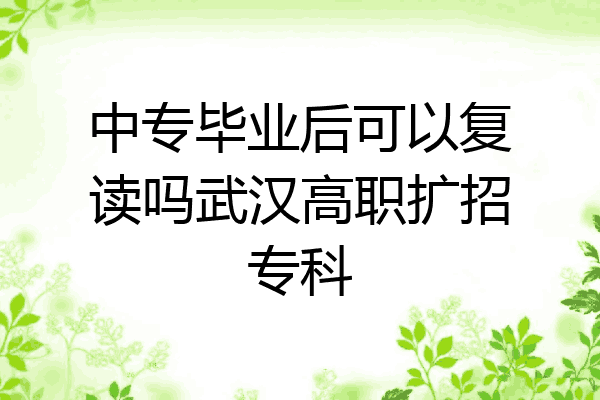 中专毕业后可以复读吗武汉高职扩招专科