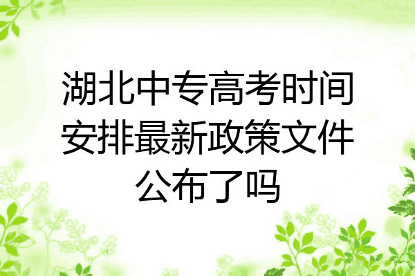 湖北中专高考时间安排最新政策文件公布了吗