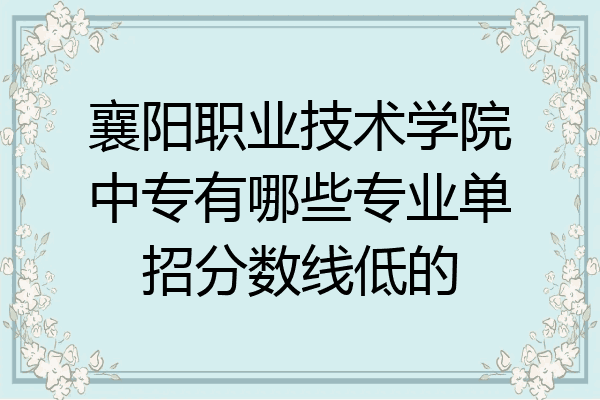 襄阳职业技术学院中专有哪些专业单招分数线低的