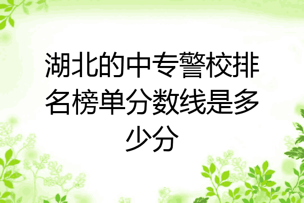 湖北的中专警校排名榜单分数线是多少分