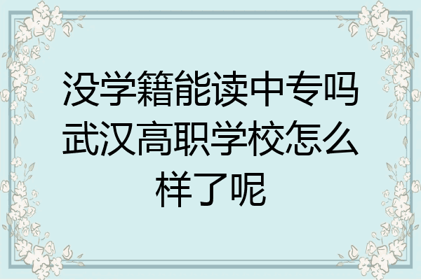 没学籍能读中专吗武汉高职学校怎么样了呢