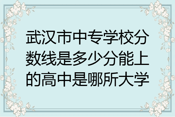武汉市中专学校分数线是多少分能上的高中是哪所大学