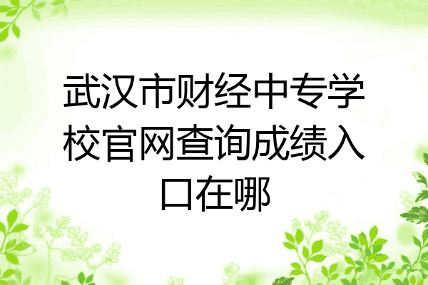 武汉市财经中专学校官网查询成绩入口在哪