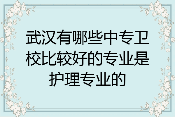 武汉有哪些中专卫校比较好的专业是护理专业的