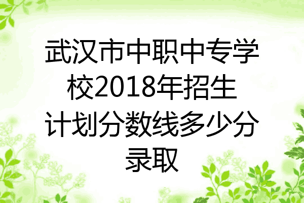 武汉市中职中专学校2018年招生计划分数线多少分录取