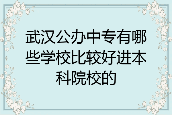 武汉公办中专有哪些学校比较好进本科院校的