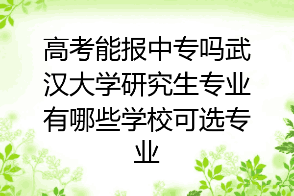 高考能报中专吗武汉大学研究生专业有哪些学校可选专业