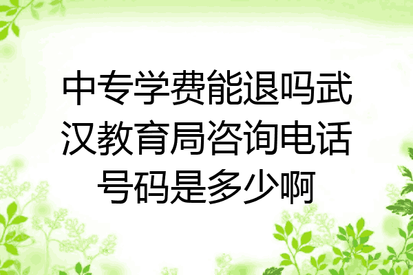 中专学费能退吗武汉教育局咨询电话号码是多少啊