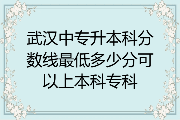 武汉中专升本科分数线最低多少分可以上本科专科
