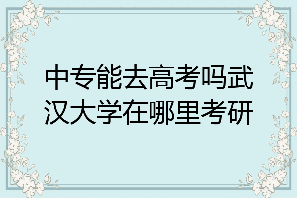 中专能去高考吗武汉大学在哪里考研