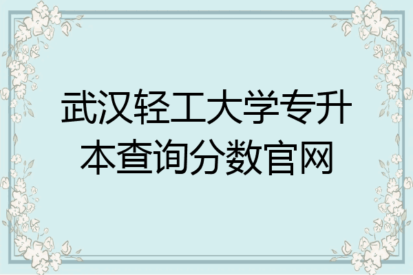 武汉轻工大学专升本查询分数官网