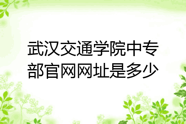 武汉交通学院中专部官网网址是多少