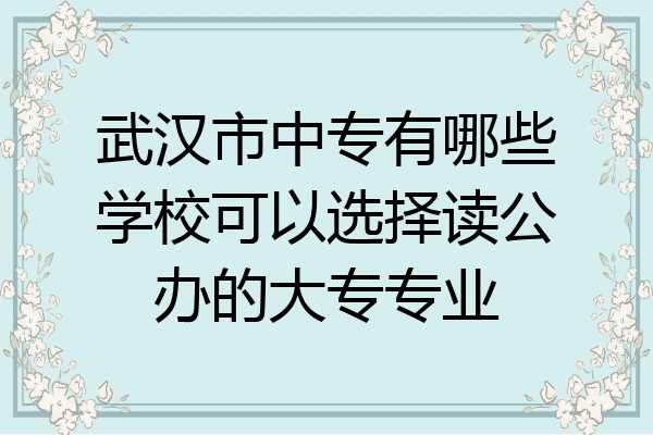 武汉市中专有哪些学校可以选择读公办的大专专业