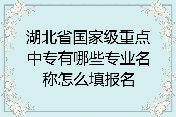 湖北省国家级重点中专有哪些专业名称怎么填报名