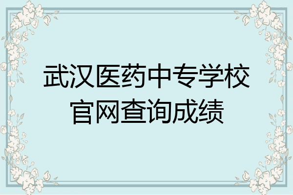 武汉医药中专学校官网查询成绩