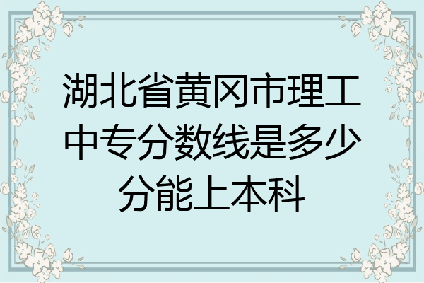 湖北省黄冈市理工中专分数线是多少分能上本科