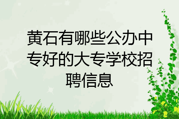 黄石有哪些公办中专好的大专学校招聘信息