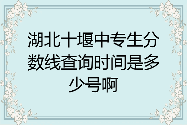 湖北十堰中专生分数线查询时间是多少号啊