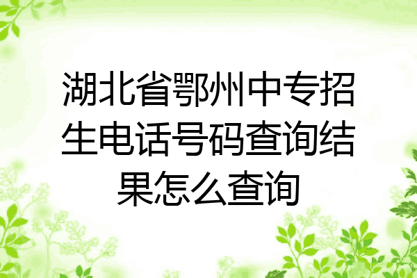 湖北省鄂州中专招生电话号码查询结果怎么查询