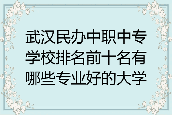 武汉民办中职中专学校排名前十名有哪些专业好的大学