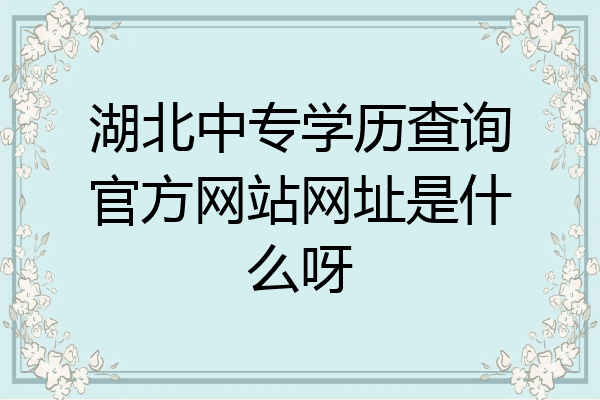 湖北中专学历查询官方网站网址是什么呀
