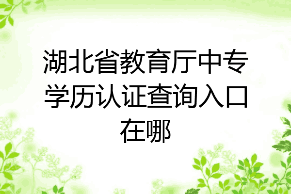 湖北省教育厅中专学历认证查询入口在哪