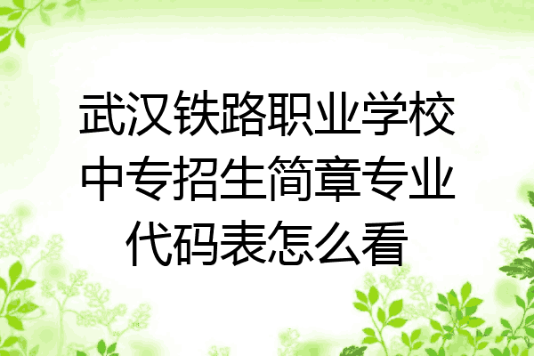 武汉铁路职业学校中专招生简章专业代码表怎么看