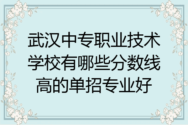 武汉中专职业技术学校有哪些分数线高的单招专业好