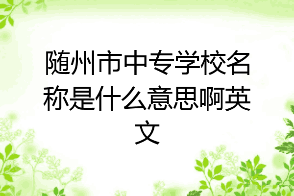 随州市中专学校名称是什么意思啊英文