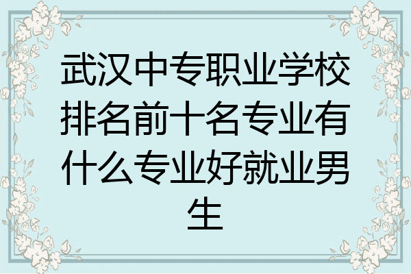 武汉中专职业学校排名前十名专业有什么专业好就业男生