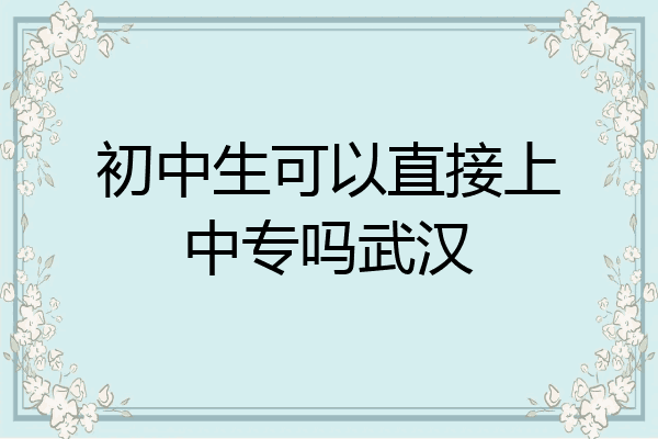 初中生可以直接上中专吗武汉