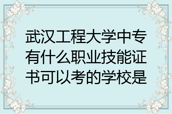 武汉工程大学中专有什么职业技能证书可以考的学校是