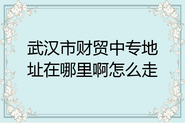 武汉市财贸中专地址在哪里啊怎么走