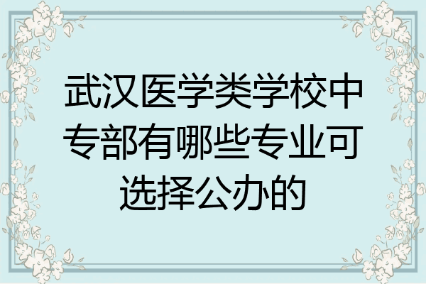 武汉医学类学校中专部有哪些专业可选择公办的