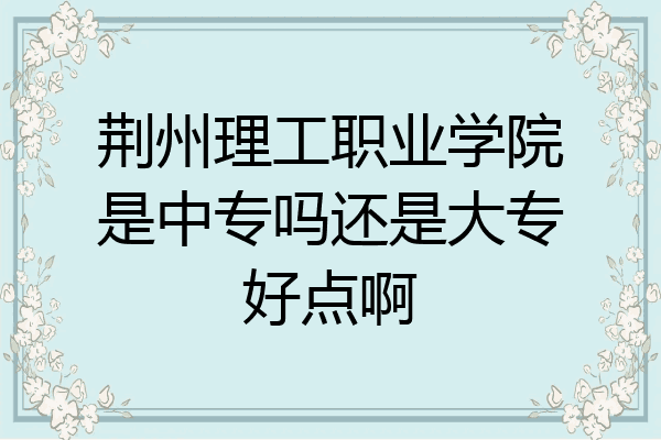 荆州理工职业学院是中专吗还是大专好点啊