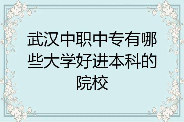武汉中职中专有哪些大学好进本科的院校