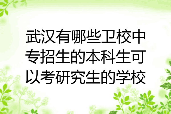 武汉有哪些卫校中专招生的本科生可以考研究生的学校