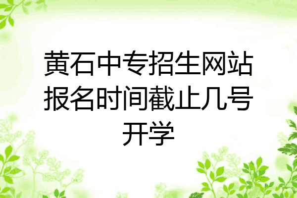 黄石中专招生网站报名时间截止几号开学