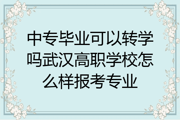 中专毕业可以转学吗武汉高职学校怎么样报考专业