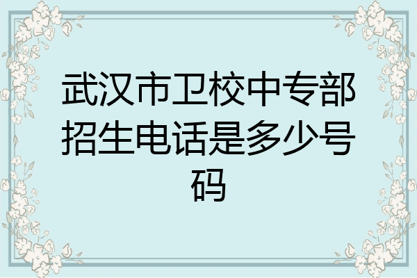 武汉市卫校中专部招生电话是多少号码