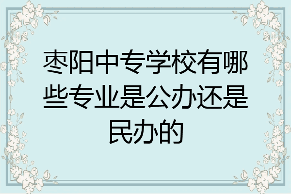 枣阳中专学校有哪些专业是公办还是民办的