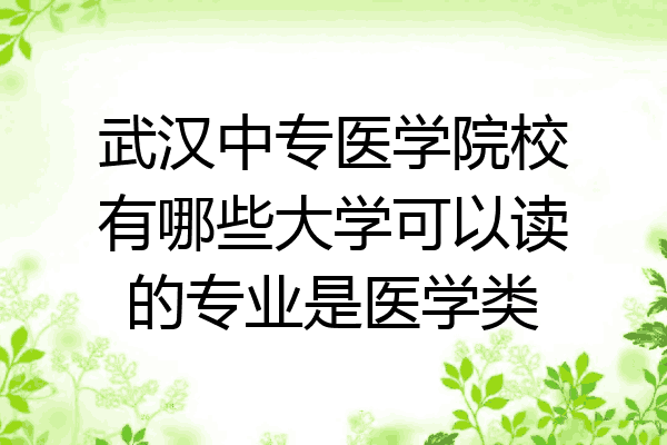 武汉中专医学院校有哪些大学可以读的专业是医学类