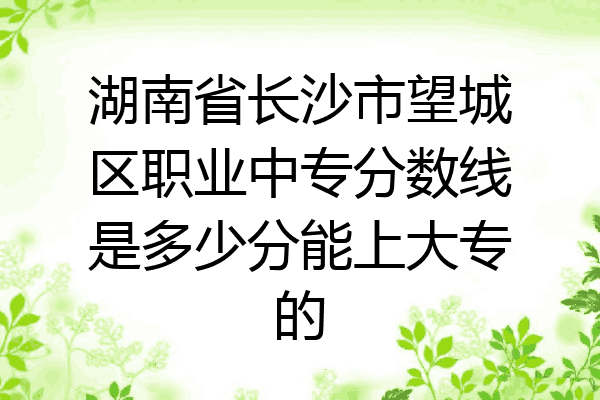湖南省长沙市望城区职业中专分数线是多少分能上大专的