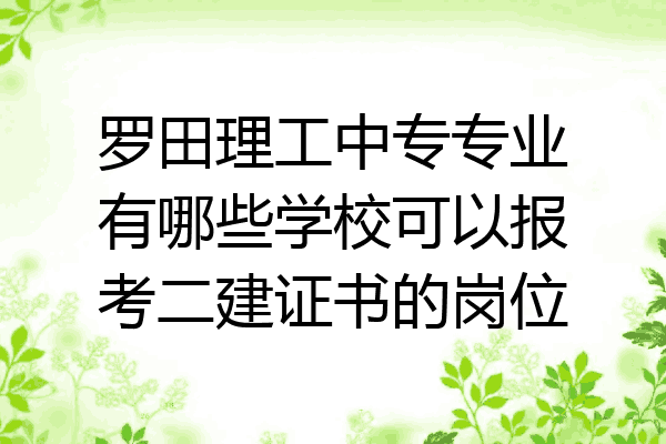罗田理工中专专业有哪些学校可以报考二建证书的岗位