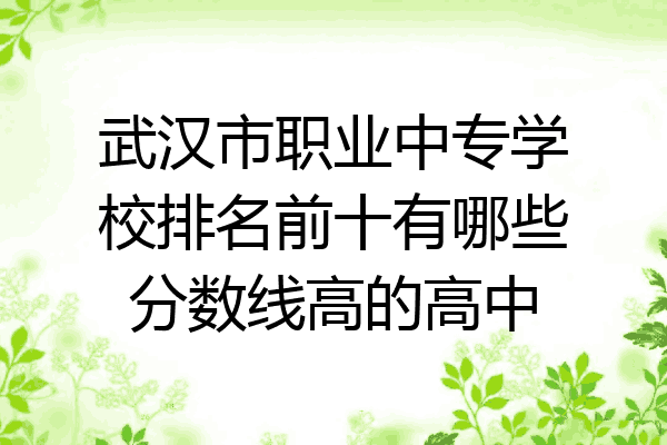 武汉市职业中专学校排名前十有哪些分数线高的高中