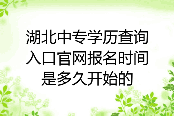 湖北中专学历查询入口官网报名时间是多久开始的