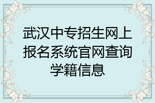 武汉中专招生网上报名系统官网查询学籍信息