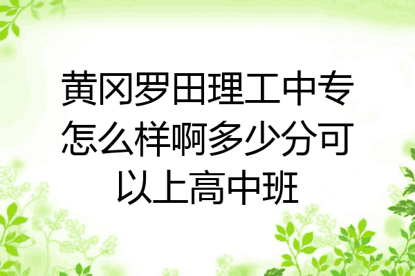 黄冈罗田理工中专怎么样啊多少分可以上高中班