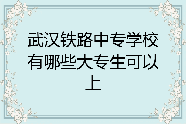 武汉铁路中专学校有哪些大专生可以上
