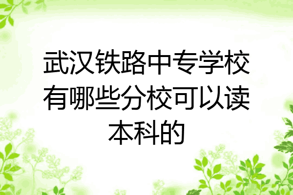 武汉铁路中专学校有哪些分校可以读本科的